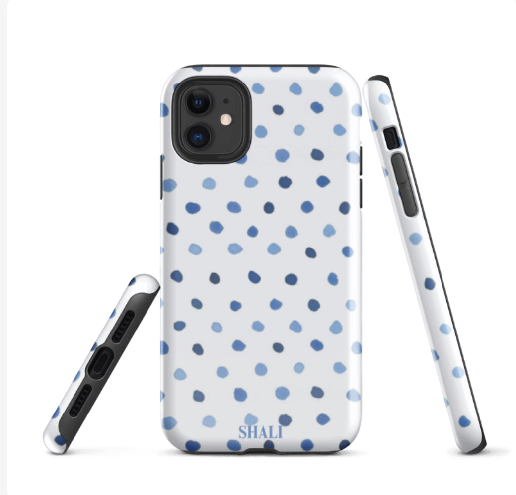 blue dotted phone case