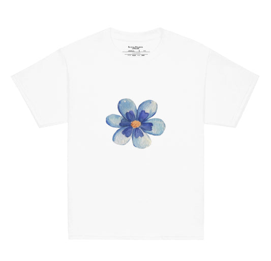 cyan flower baby tee